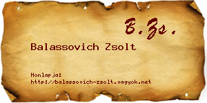 Balassovich Zsolt névjegykártya